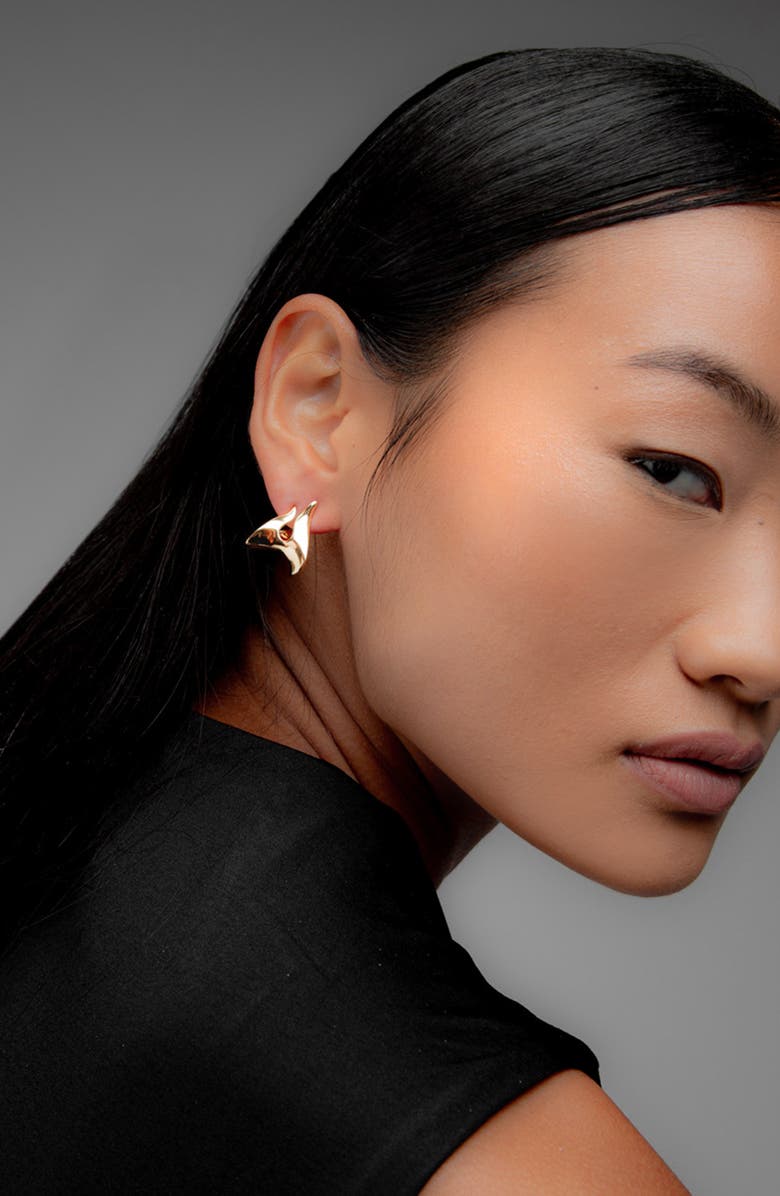 YOJ Claw Double Hoop Earrings in Gold, Alternate, color, Gold