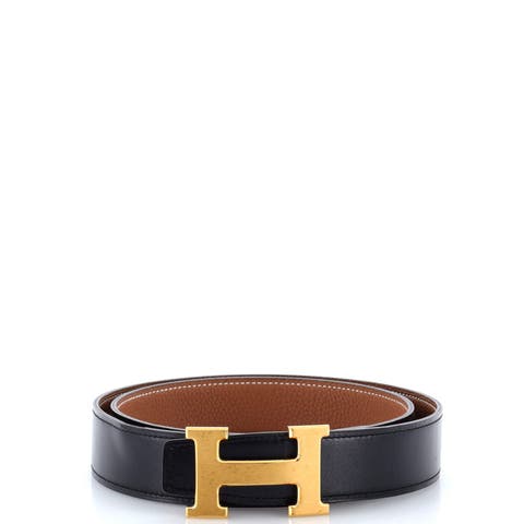 Constance Martelee H Reversible Belt Leather with Brushed Hardware Medium