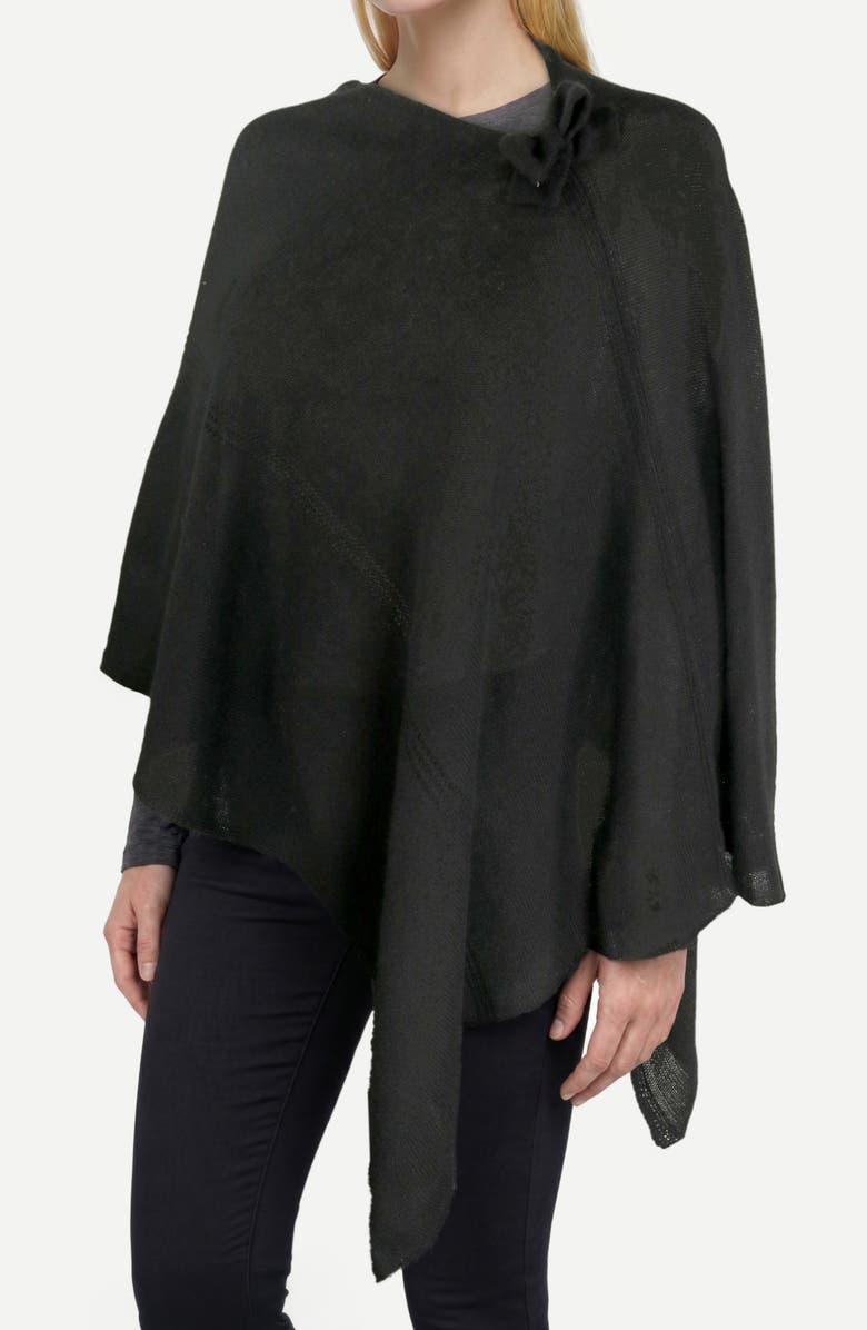 Portolano Cashmere Bow Poncho, Main, color, Black