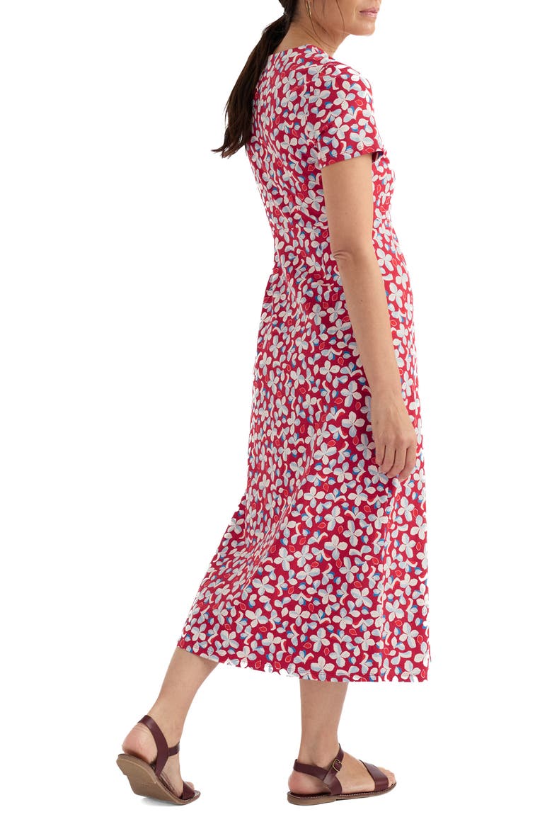 Seed Packet Floral Stretch Organic Cotton Midi Dress, Alternate, color, POSY PRESS BOAT RED