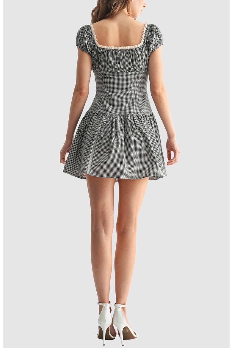 Gingham Cap Sleeve Minidress, Alternate, color, BLACK WHITE GINGHAM