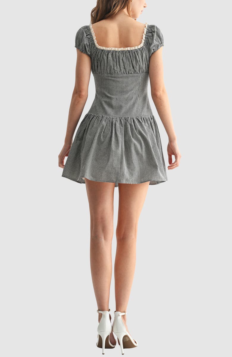 All in Favor Gingham Cap Sleeve Minidress, Alternate, color, Black White Gingham
