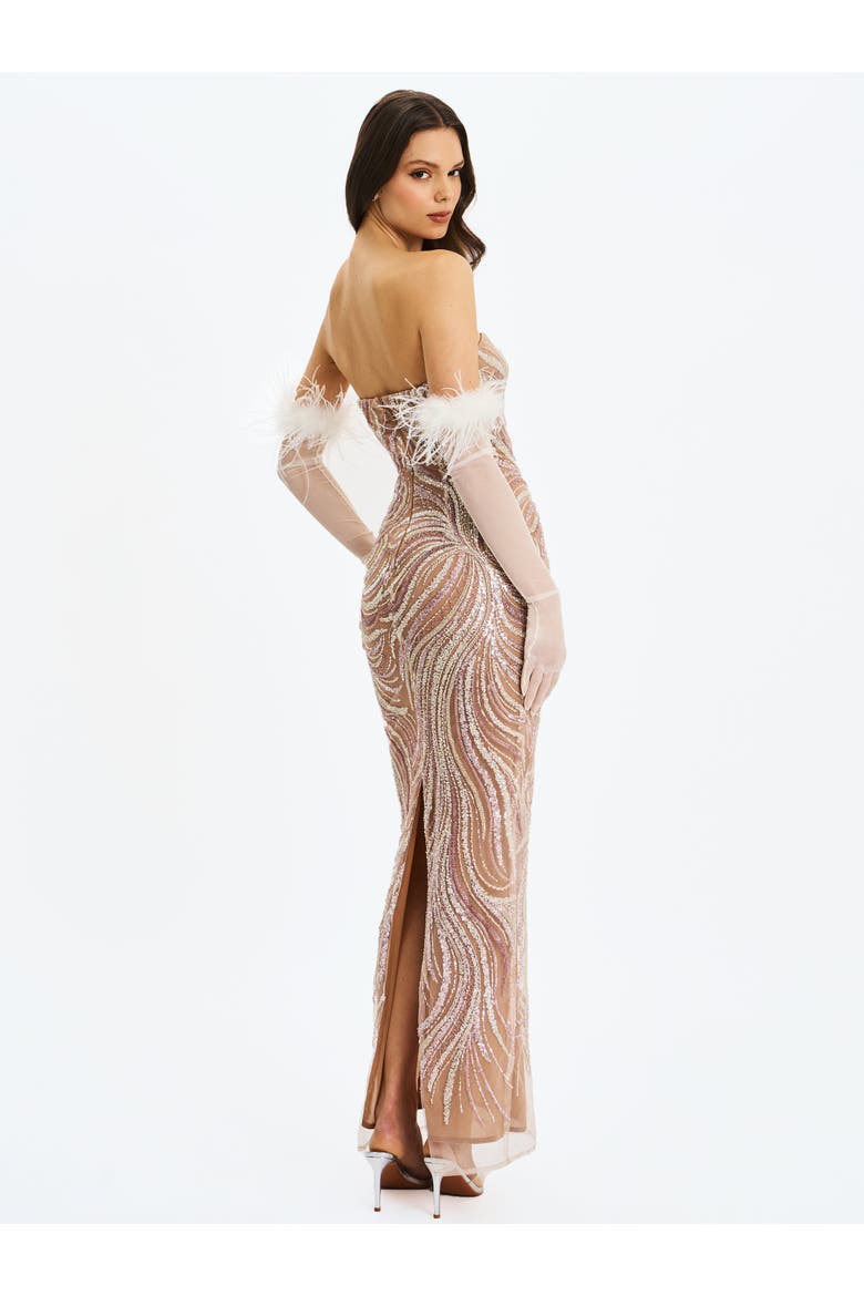 Quinci Beaded Sequin Sweetheart Maxi Dress, Alternate, color, Apricot