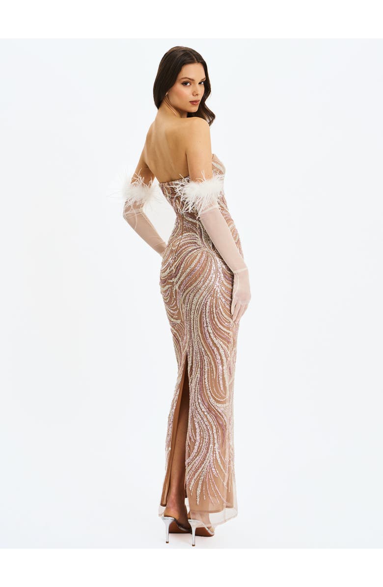 Miss Circle Quinci Beaded Sequin Sweetheart Maxi Dress, Alternate, color, Apricot