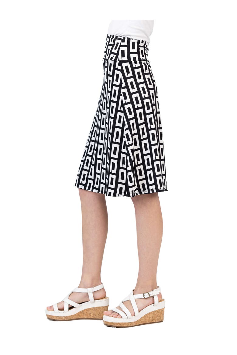 Black and White Knee Length Skirt, Alternate, color, Black Multi