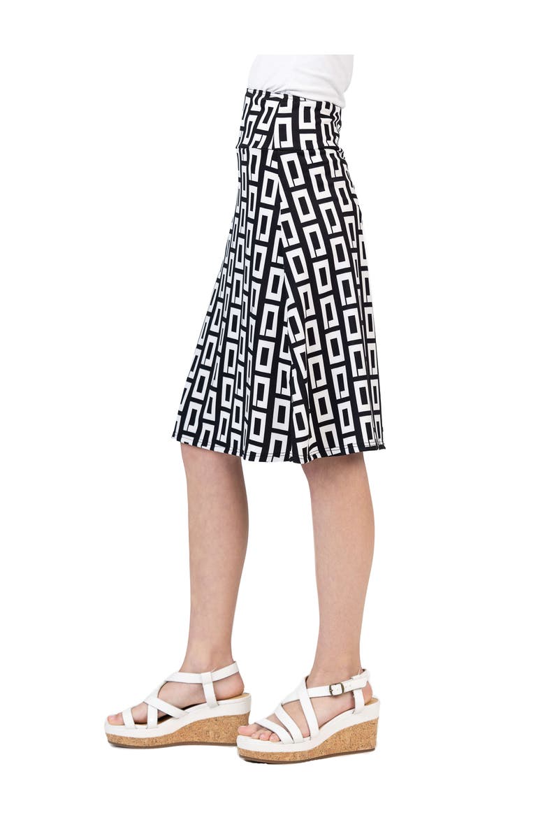 24sevenKid Black and White Knee Length Skirt, Alternate, color, Black Multi