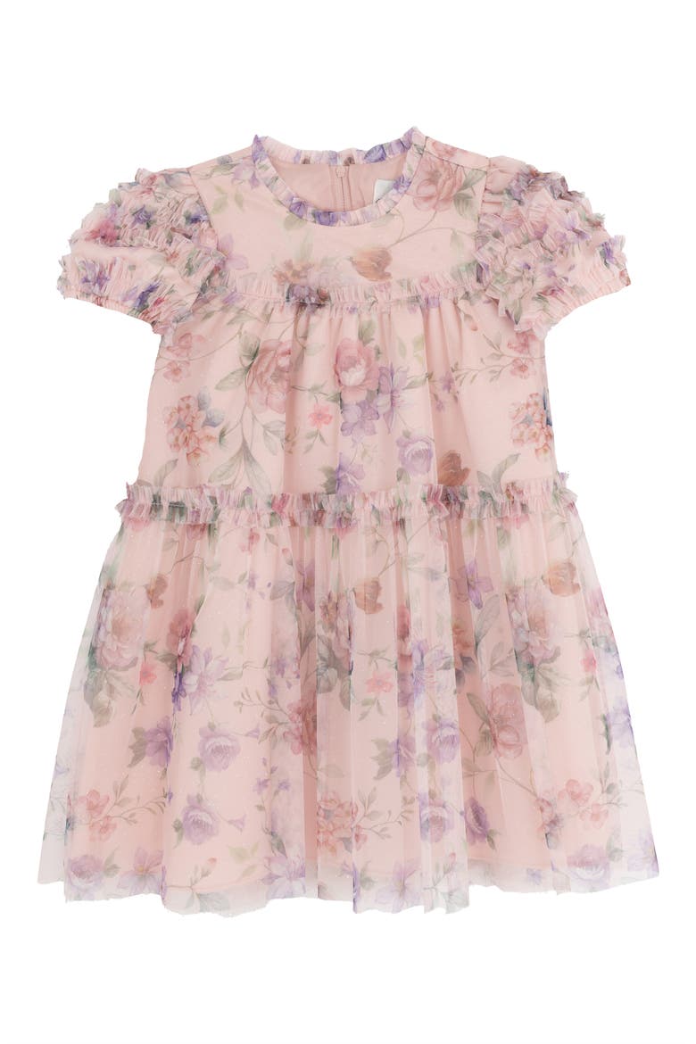 Kids' Floral Mesh Babydoll Dress, Main, color, BLUSH