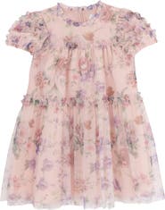 Rare Editions Kids' Floral Mesh Babydoll Dress