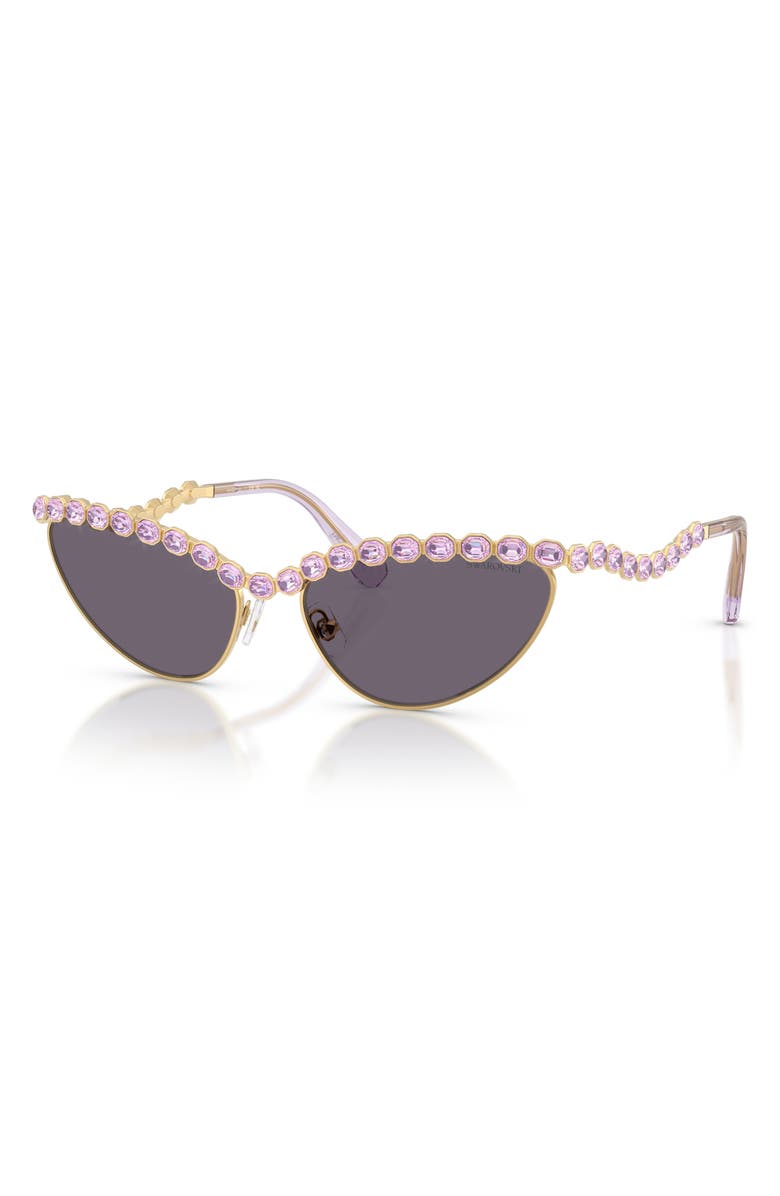 Swarovski 59mm Cat Eye Sunglasses, Alternate, color, Gold / Violet