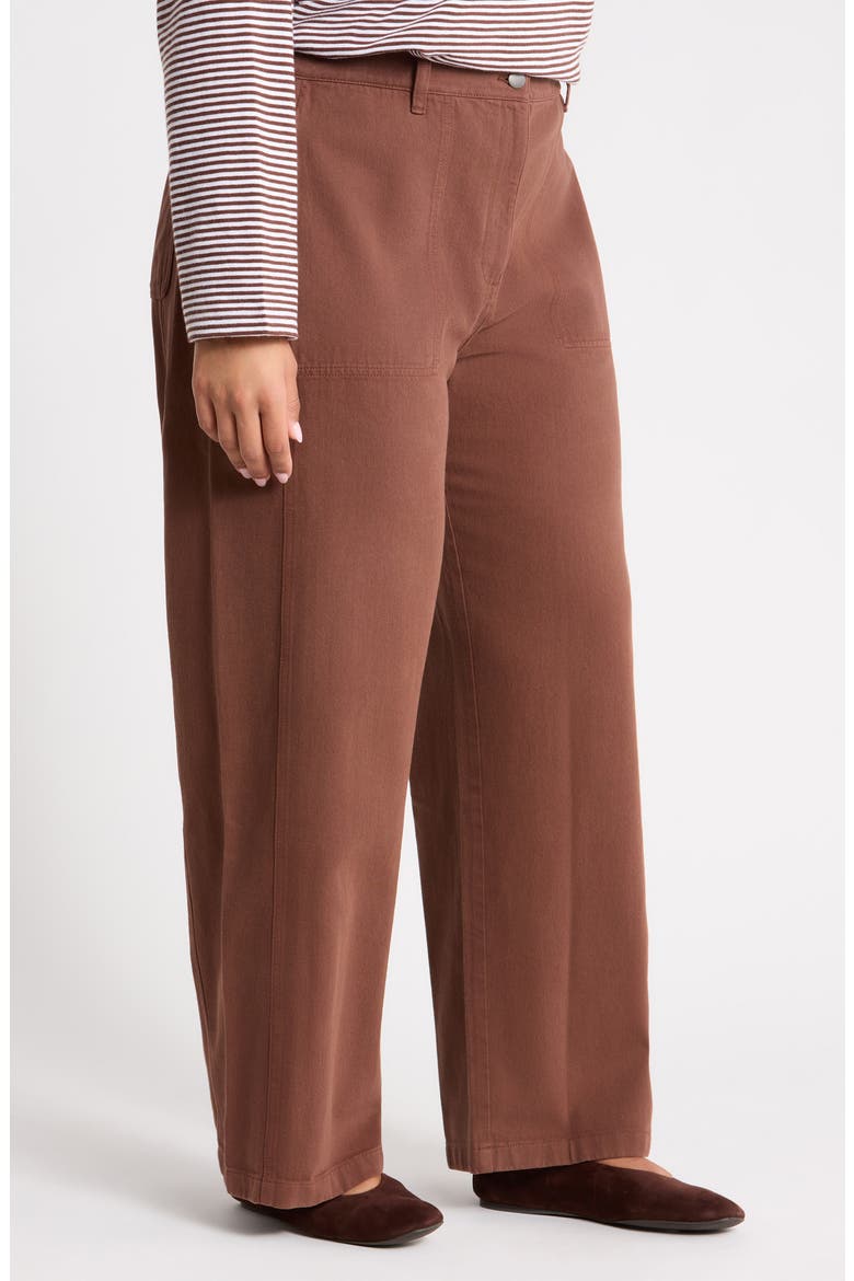 High Waist Wide Leg Full Length Organic Cotton Pants, Alternate, color, TRUFL