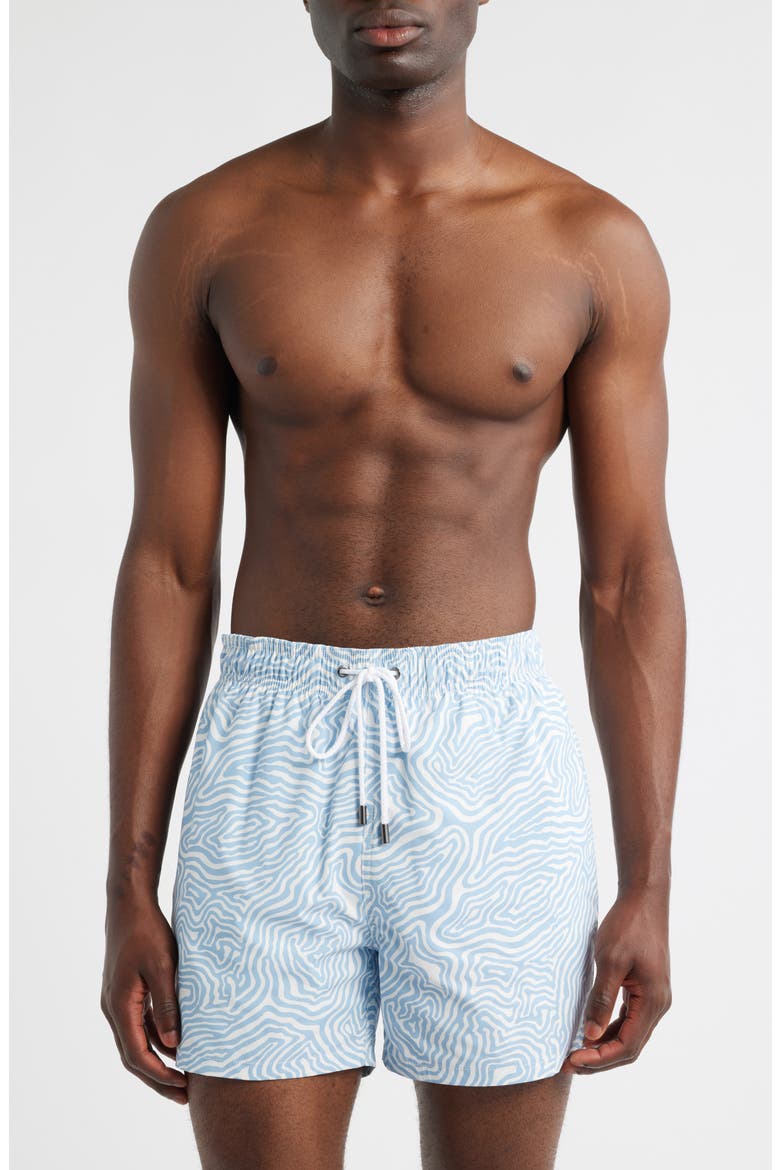 Cruz Geo Print Swim Trunks, Main, color, AIR BLUE