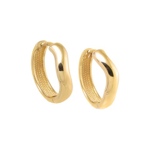 Solid Wide Squiggle Huggie Earring 14K