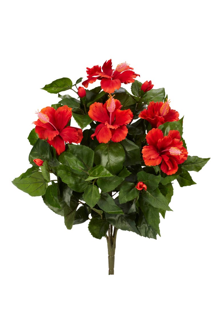 20-in Hibiscus Artificial Plant, Main, color, Red