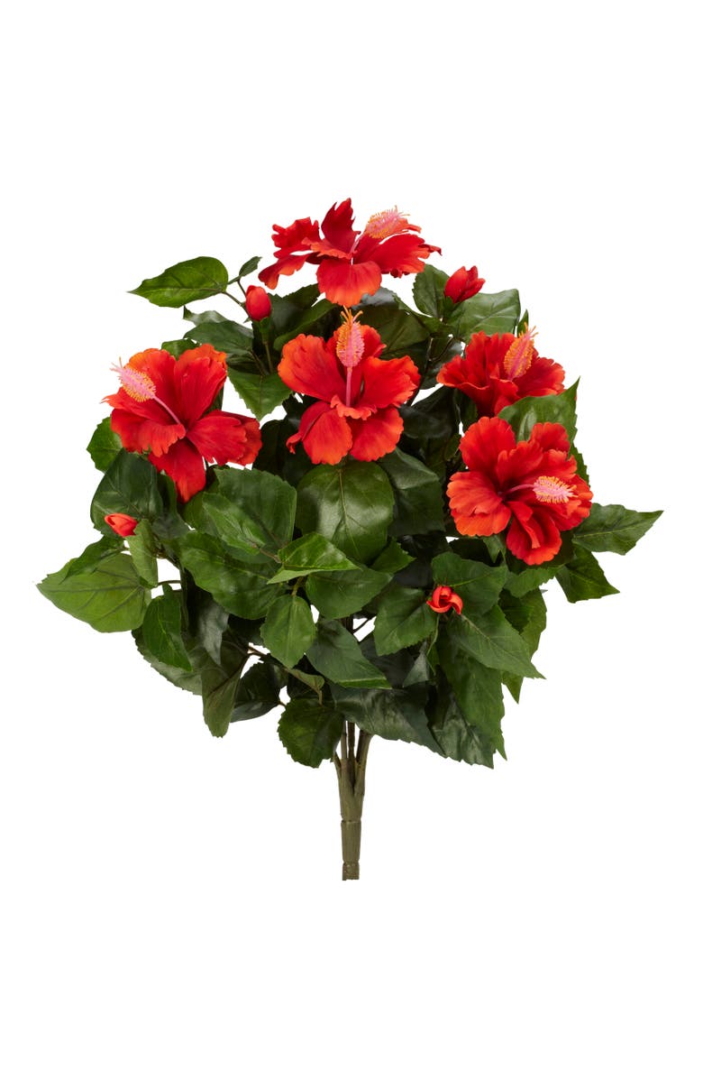 NEARLY NATURAL 20-in Hibiscus Artificial Plant, Main, color, Red