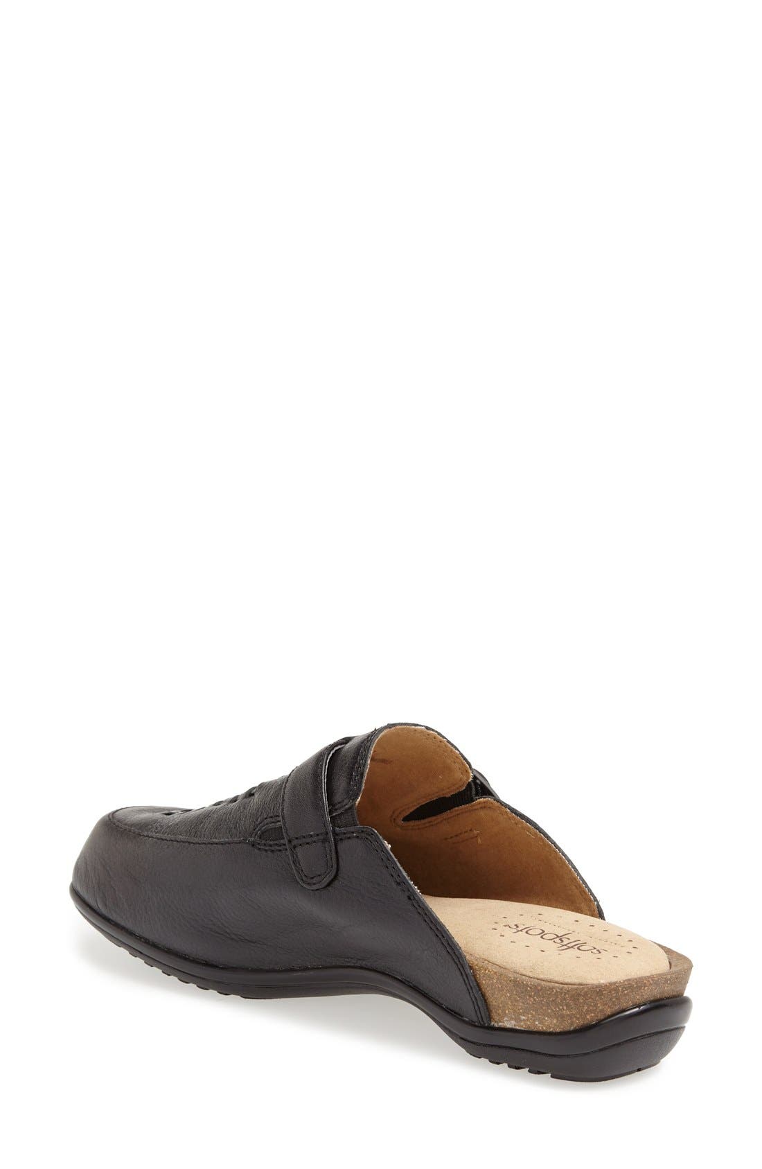 'Cam' Leather Clog, Alternate, color, BLACK