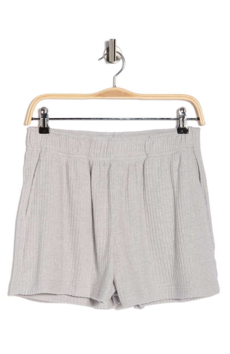 90 DEGREE BY REFLEX CityRun Rib Knit Wide Leg Shorts, Alternate, color, Heather Grey