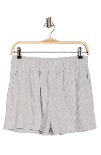 90 Degree By Reflex Cityrun Rib Knit Wide Leg Shorts In Neutral