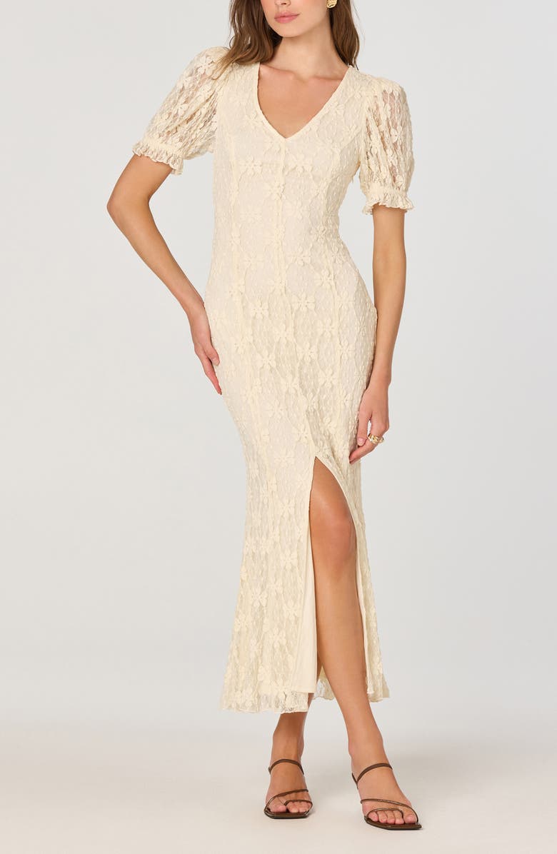 ASTR the Label Puff Sleeve Lace Knit Dress, Alternate, color, Cream