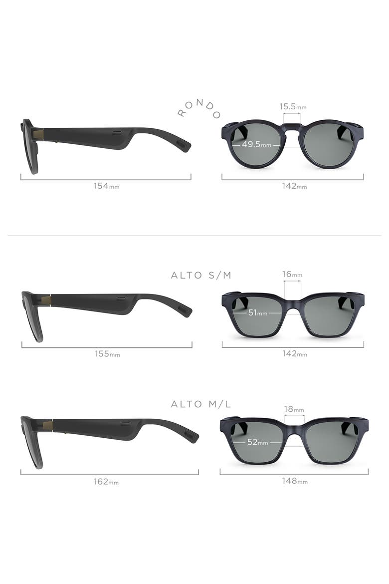 Frames Rondo 49.5mm Audio Sunglasses, Alternate, color, BLACK