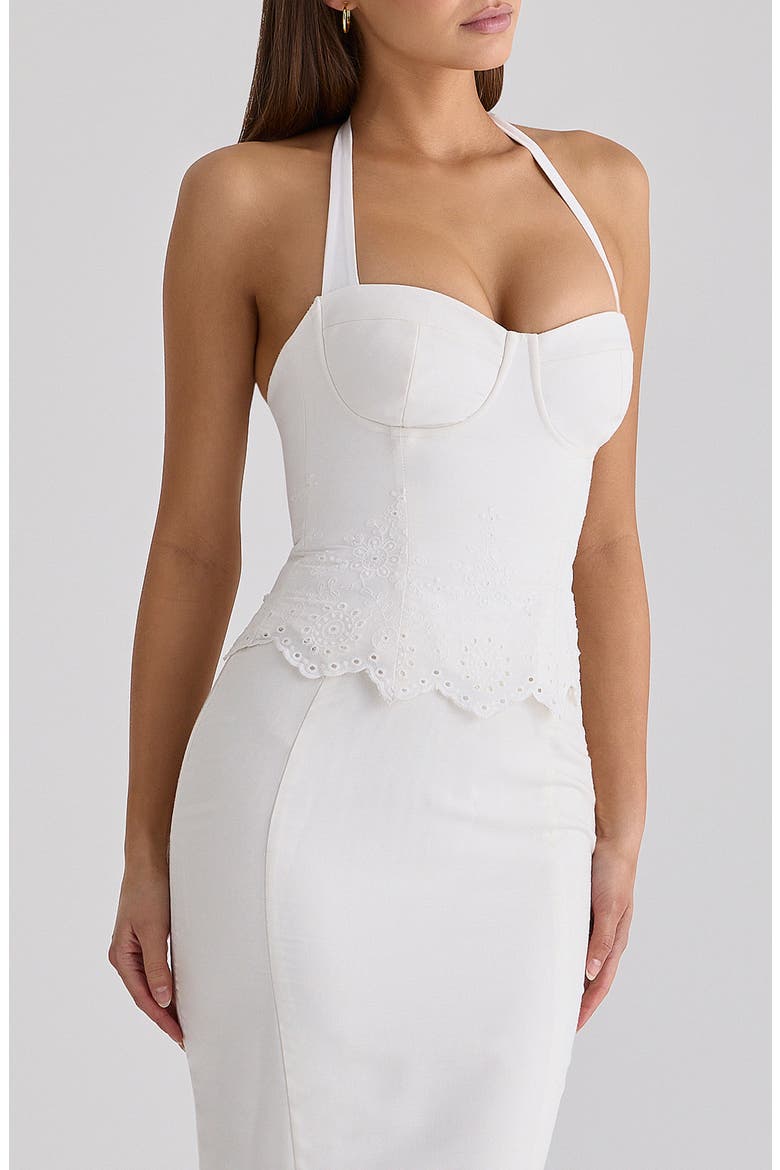 Zizi Halter Neck Broderie Dress, Alternate, color, WHITE