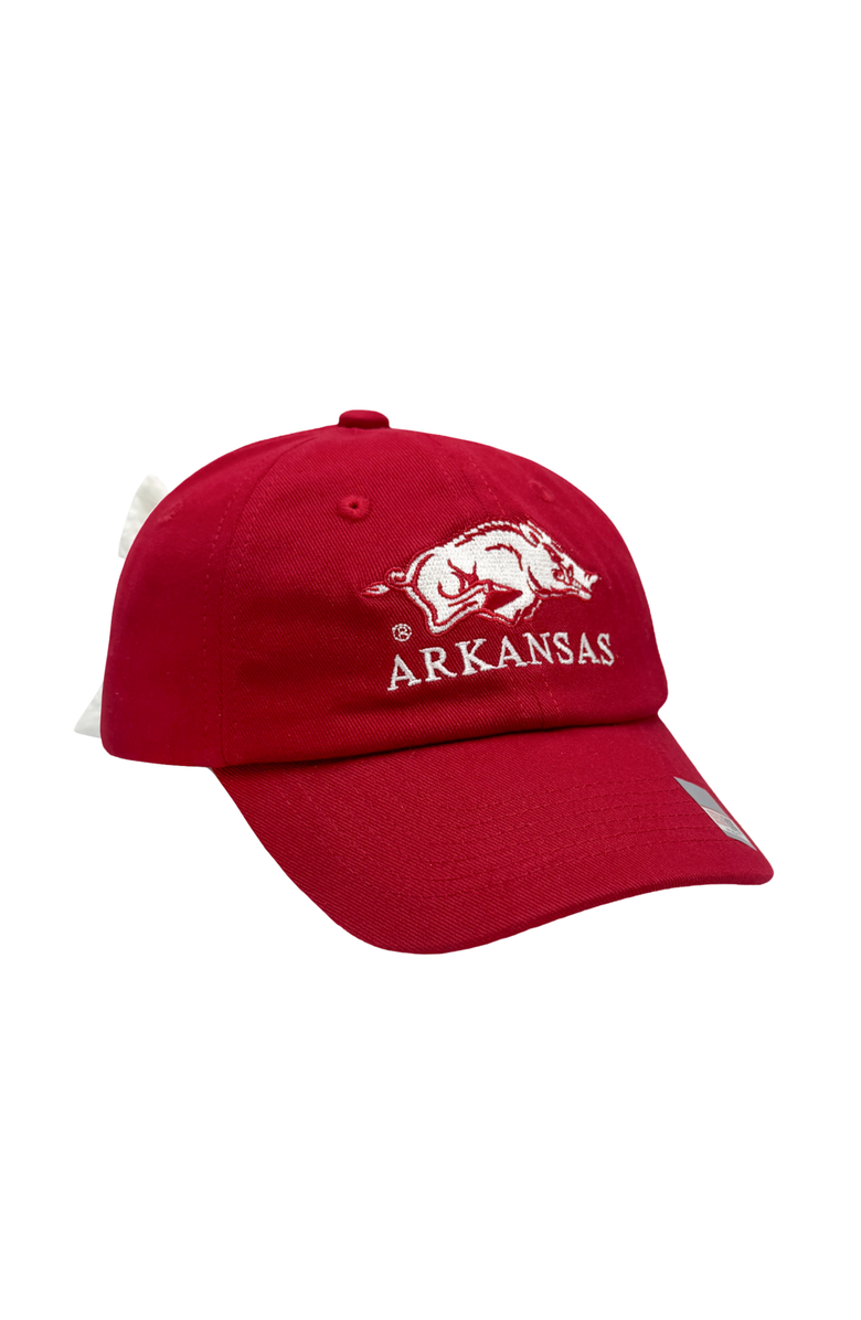 Bits & Bows Arkansas Razorbacks Bow Baseball Hat, Main, color, Red