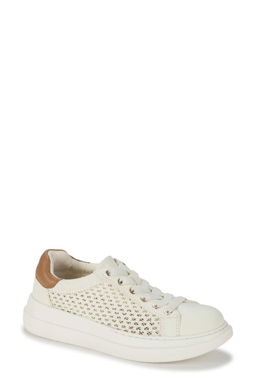 Baretraps Tiara Perforated Wedge Sneaker In Off White Leather