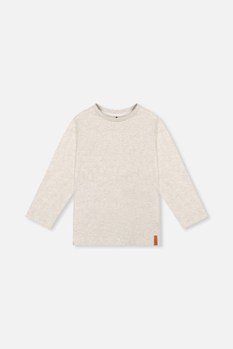 Organic Cotton Crew Neck Logo Tag Long Sleeve T-Shirt, Main, color, Heather Grey