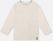 Deux par Deux Organic Cotton Crew Neck Logo Tag Long Sleeve T-Shirt