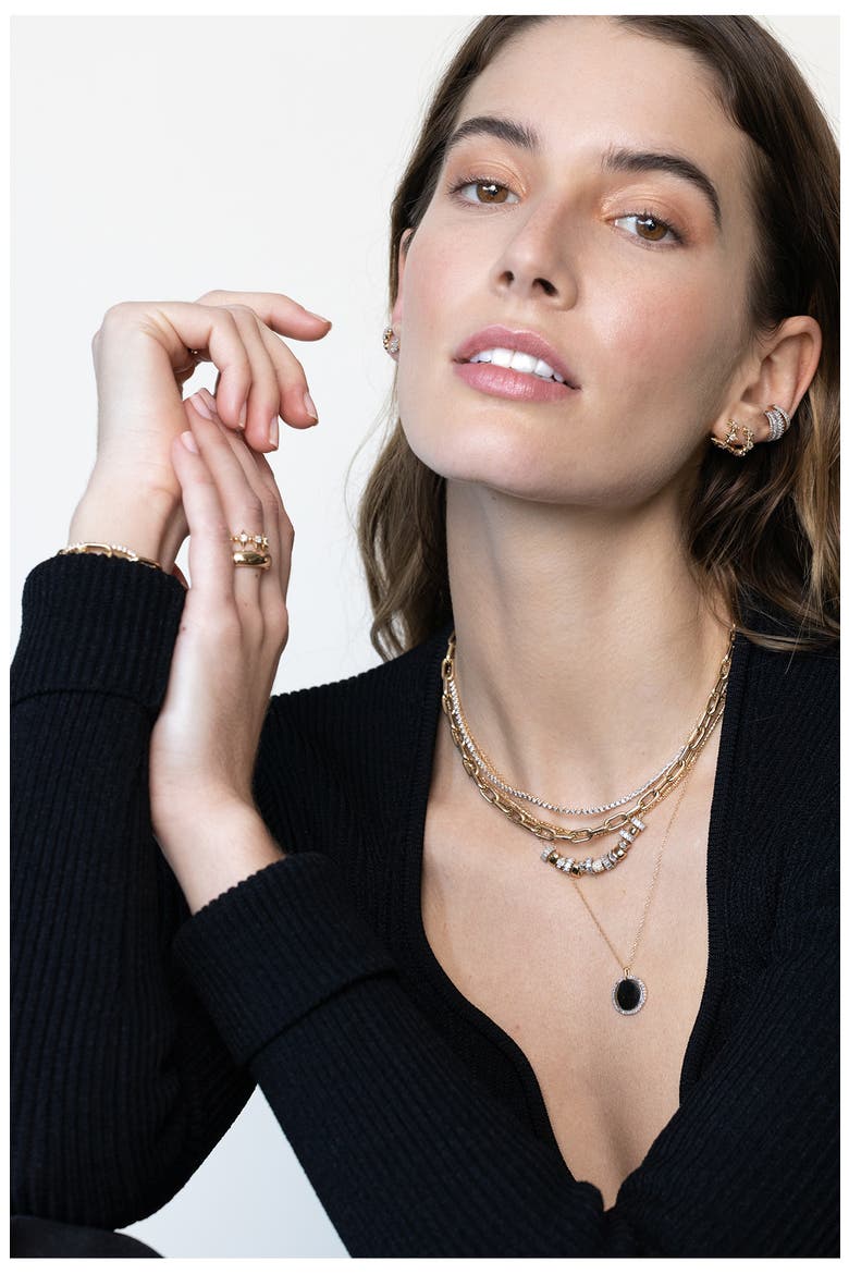 Half Riviera Diamond Necklace, Alternate, color, YELLOW GOLD