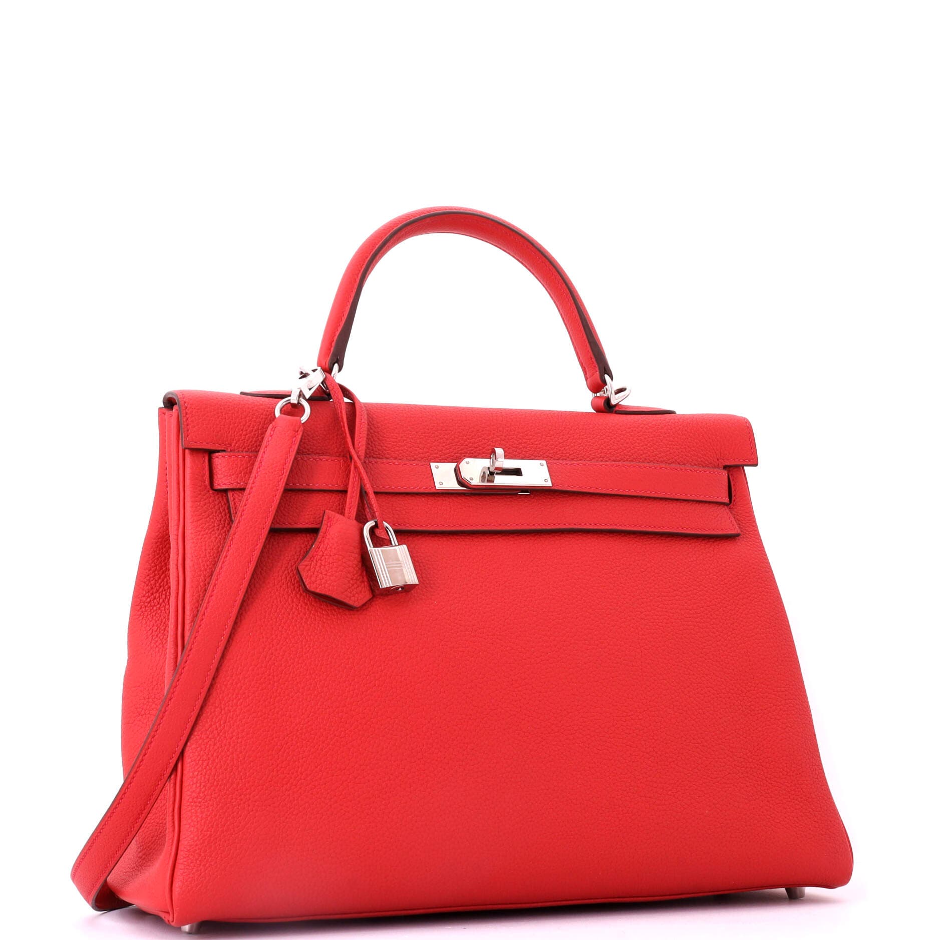 Pre-Owned Hermes Kelly Handbag Red Togo with Palladium Hardware 35, Alternate, color, Geranium