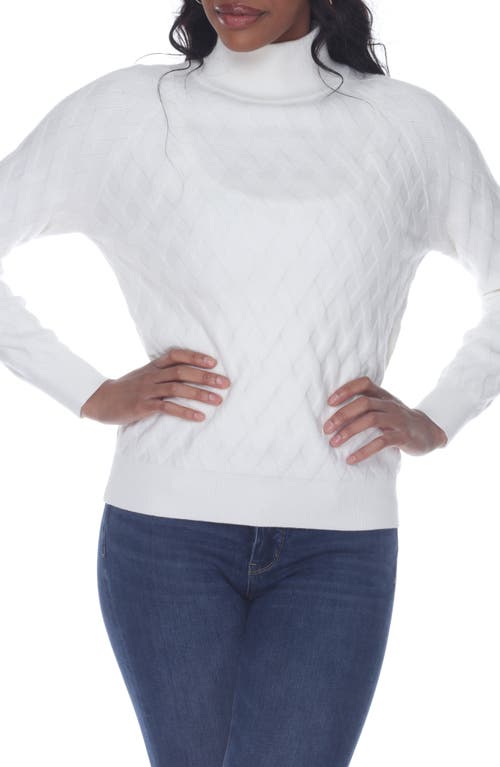 Rain And Rose Lattice Cable Knit Sweater In White