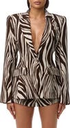 Naked Wardrobe Abstract Animal Print Power Shoulder Blazer
