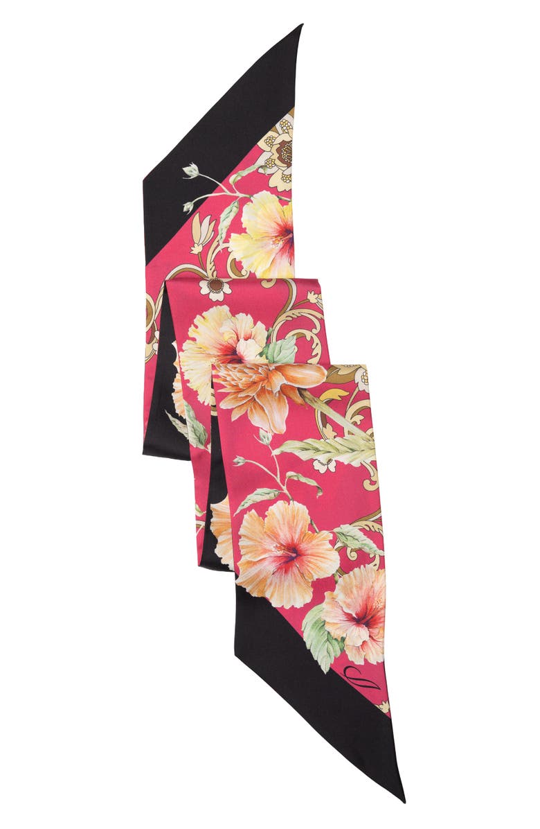 Elizabetta Hawaii Bloom - Skinny Silk Scarf for Women, Alternate, color, Pink
