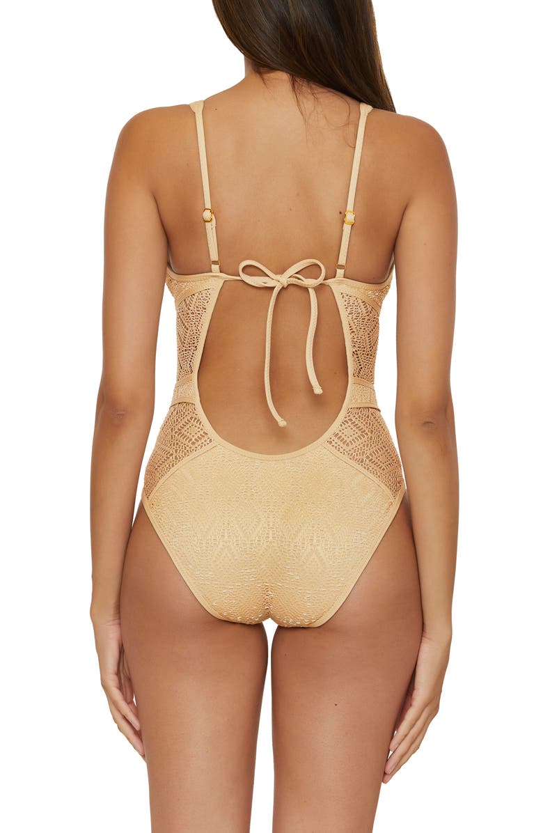 Becca Polished Foil Mesh One-Piece Swimsuit, Alternate, color, 