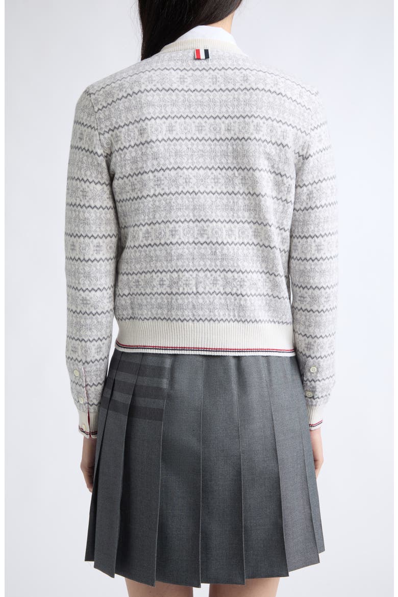 Snowflake Fair Isle Jersey Cardigan, Alternate, color, WHITE