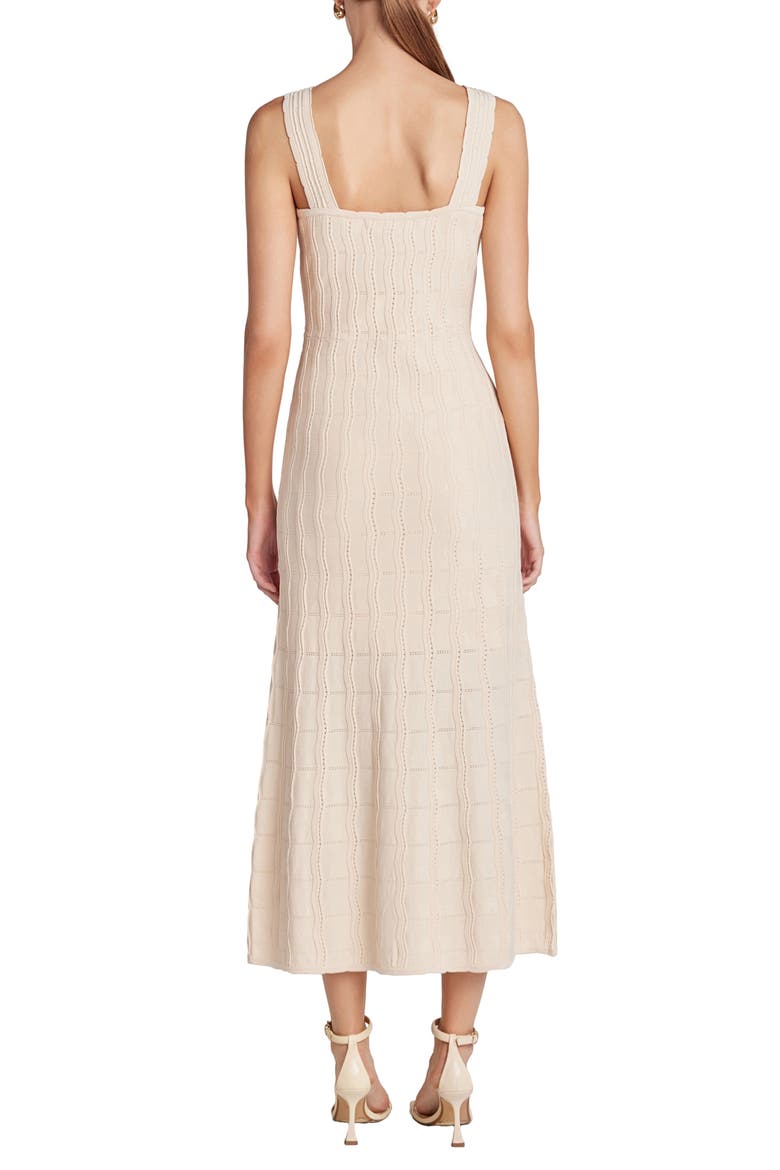 Scallop Stripe Knit Midi Dress, Alternate, color, OFF WHITE