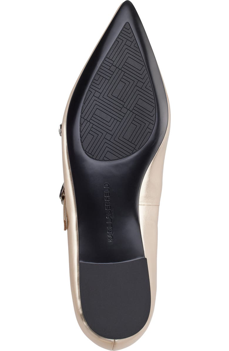 KARL LAGERFELD PARIS Veyda Pointed Toe Mary Jane Flat, Alternate, color, White Gold