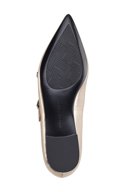 Karl Lagerfeld Paris Veyda Pointed Toe Mary Jane Flat In Gold