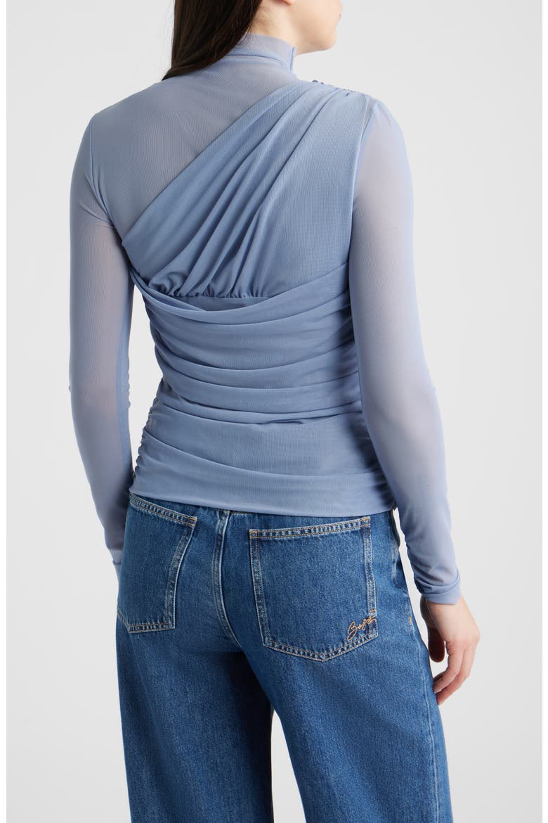 Etualh Ruched Mesh Turtleneck Top, Alternate, color, BT BU