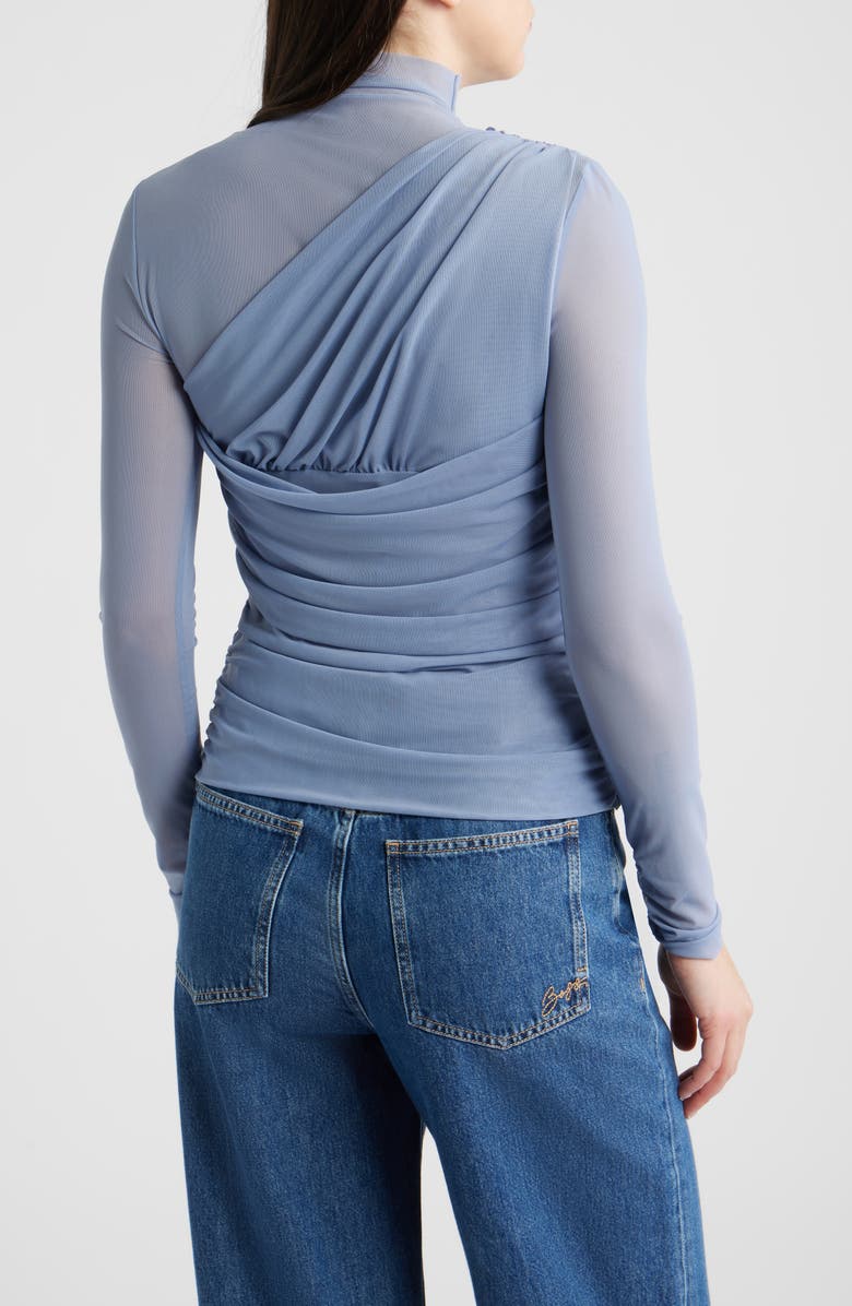 BOSS Orange Etualh Ruched Mesh Turtleneck Top, Alternate, color,