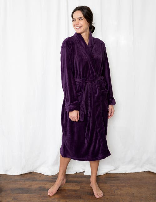 Leveret Fleece Classic Color Hooded Robes In Purple