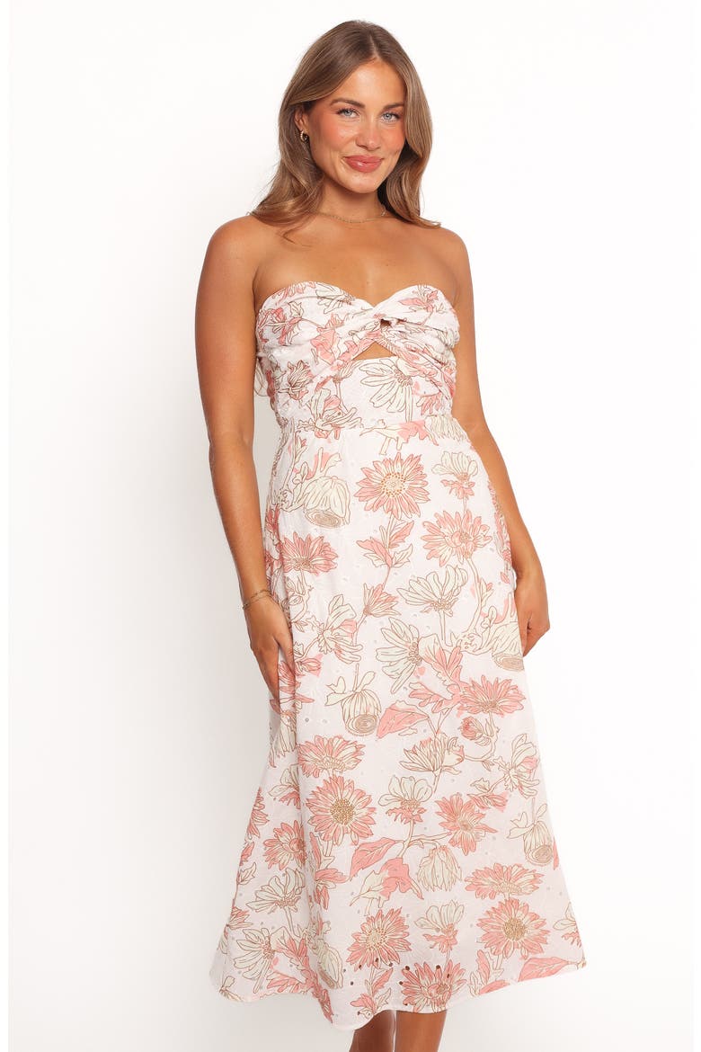 Calantha Print Eyelet Strapless Maxi Dress, Alternate, color, PINK FLORAL