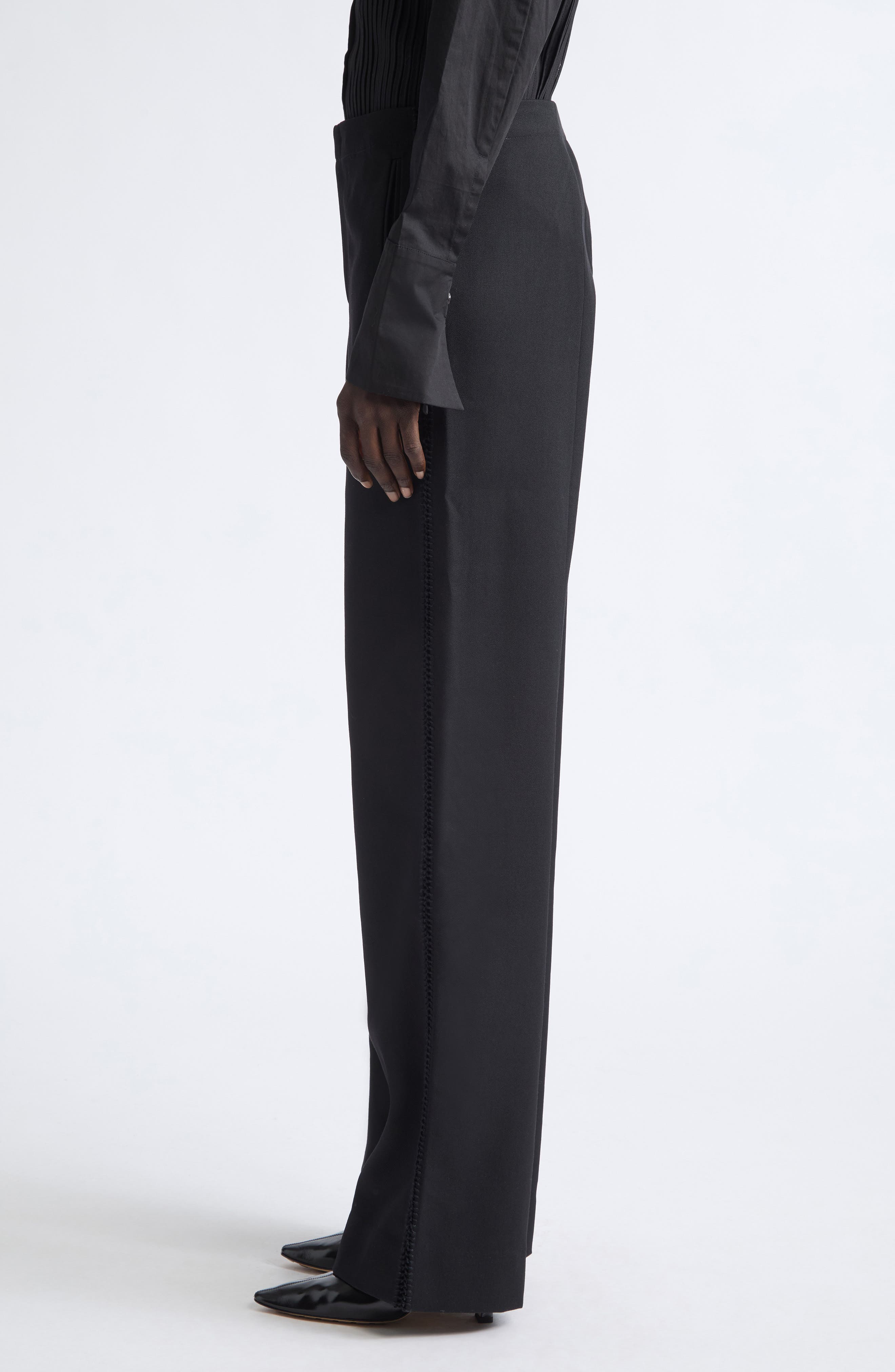 Diotima Trine Side Embroidered Wool Wide Leg Pants (Women) | Nordstrom