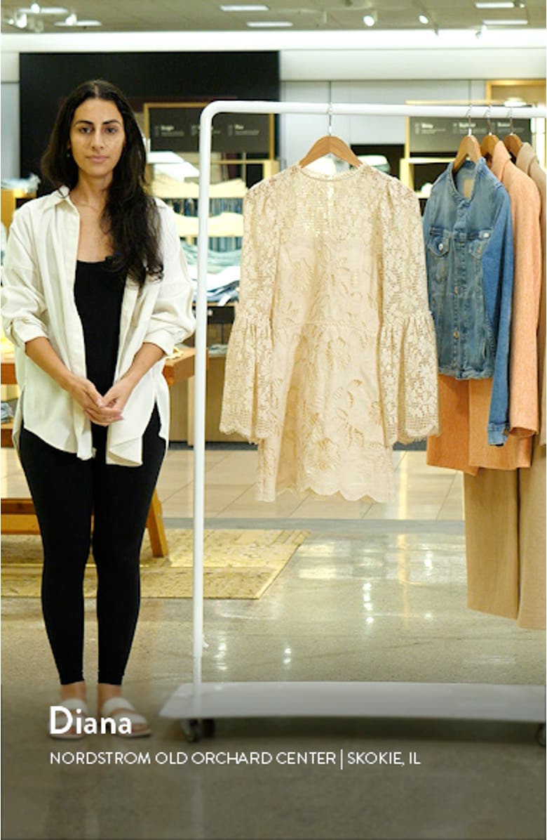 Linnea Long Sleeve Cotton Lace Minidress, sales video thumbnail