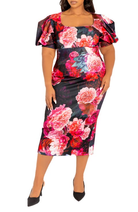 Floral Scuba Knit Midi Dress