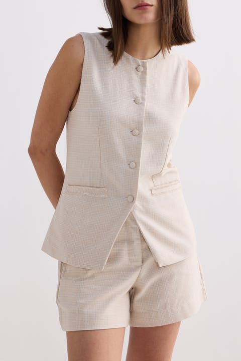 Cotton Tweed Vest Jacket