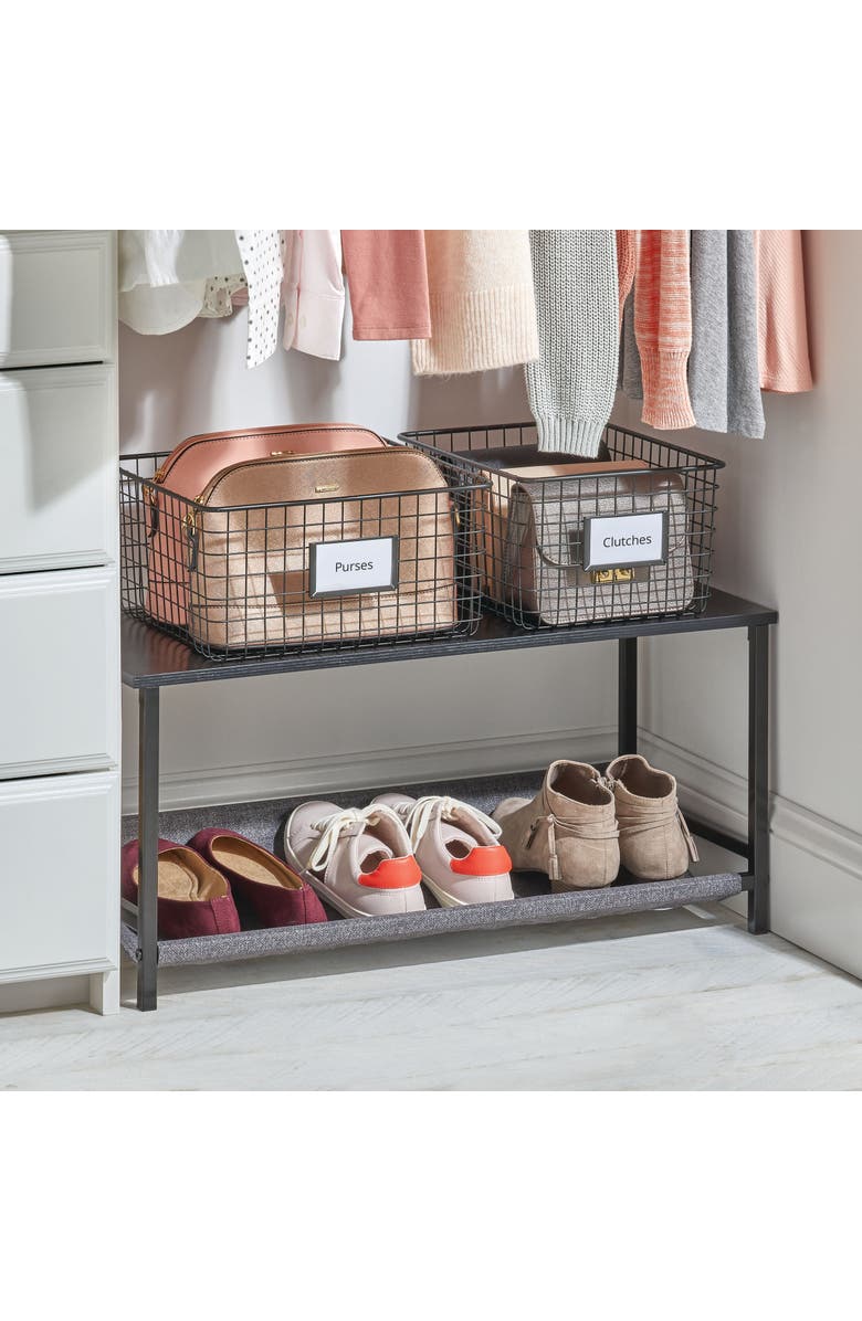 mDesign Metal Pantry Basket with Label Plate for Kitchen Organization - 2-Pack, Alternate, color, Matte Black