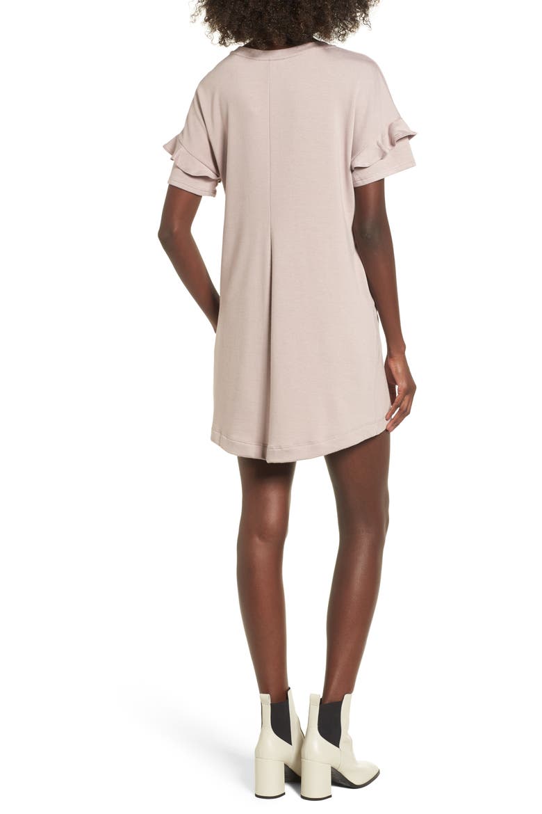 Ruffle Sleeve T-Shirt Dress, Alternate, color, SPHINX
