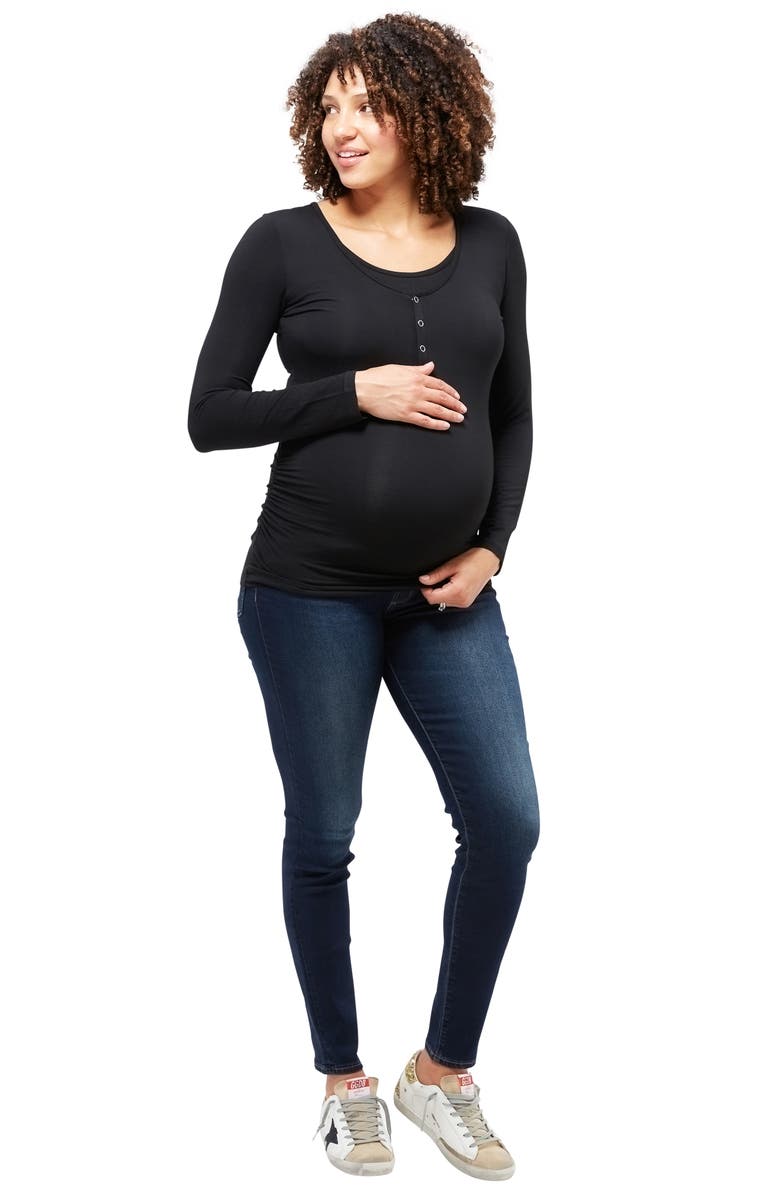 Nom Maternity Ruched Long Sleeve Maternity/Nursing Top, Alternate, color,