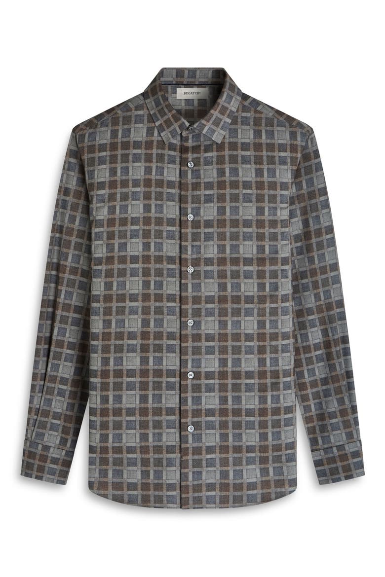 Julian Shaped Fit Check Cotton Button-Up Shirt, Alternate, color, SIENNA